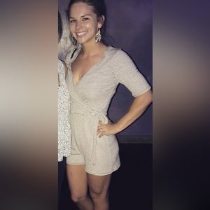 Black and white stripped short romper